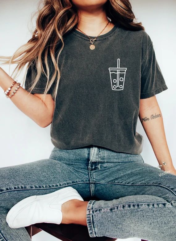 Iced Coffee Addict Retro Shirt Vsco Shirt Trendy Comfort - Etsy | Etsy (US)