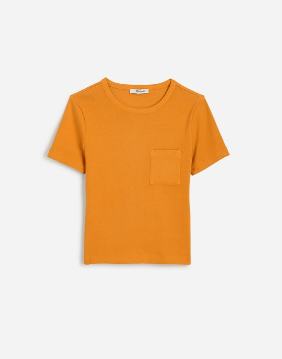 Garment-Dyed Ribbed Crewneck Pocket Tee | Madewell | Madewell
