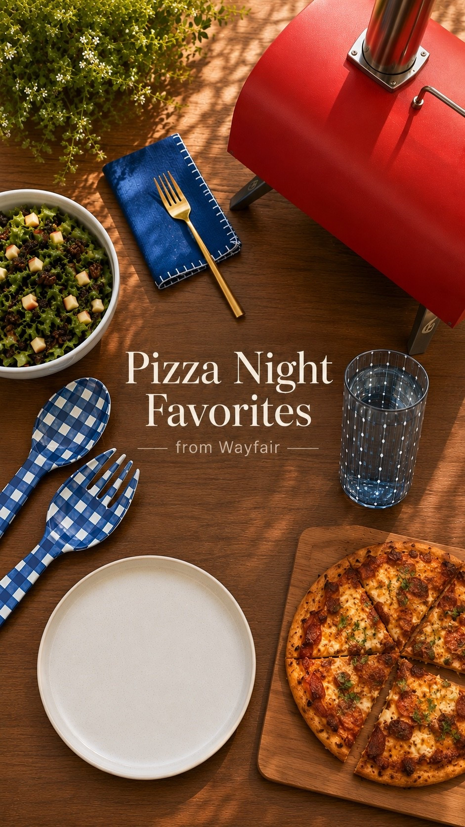 #AD Pizza night is one of our favorite ways to entertain in the summer. 🍕☀️

We set up the oven, put out a big salad, and let everyone build their own creations. It feels special without being complicated.

Some of our favorite specialty pizzas have been:
🍗 Buffalo Chicken
🥜 Thai Peanut Chicken
🍫 White Chocolate Raspberry (extra special when we can pick them from the yard!)

Everything in this setup came from @wayfair, from the serving pieces and dinnerware to the pizza oven itself. 

And if you're still looking for a Father's Day gift, the pizza oven is currently shipping in time for Father's Day. 🔥

#wishyouwerehere #outdoor #wayfair #wayfairpartner

#LTKfoodie #LTKSeasonal #LTKmomlife