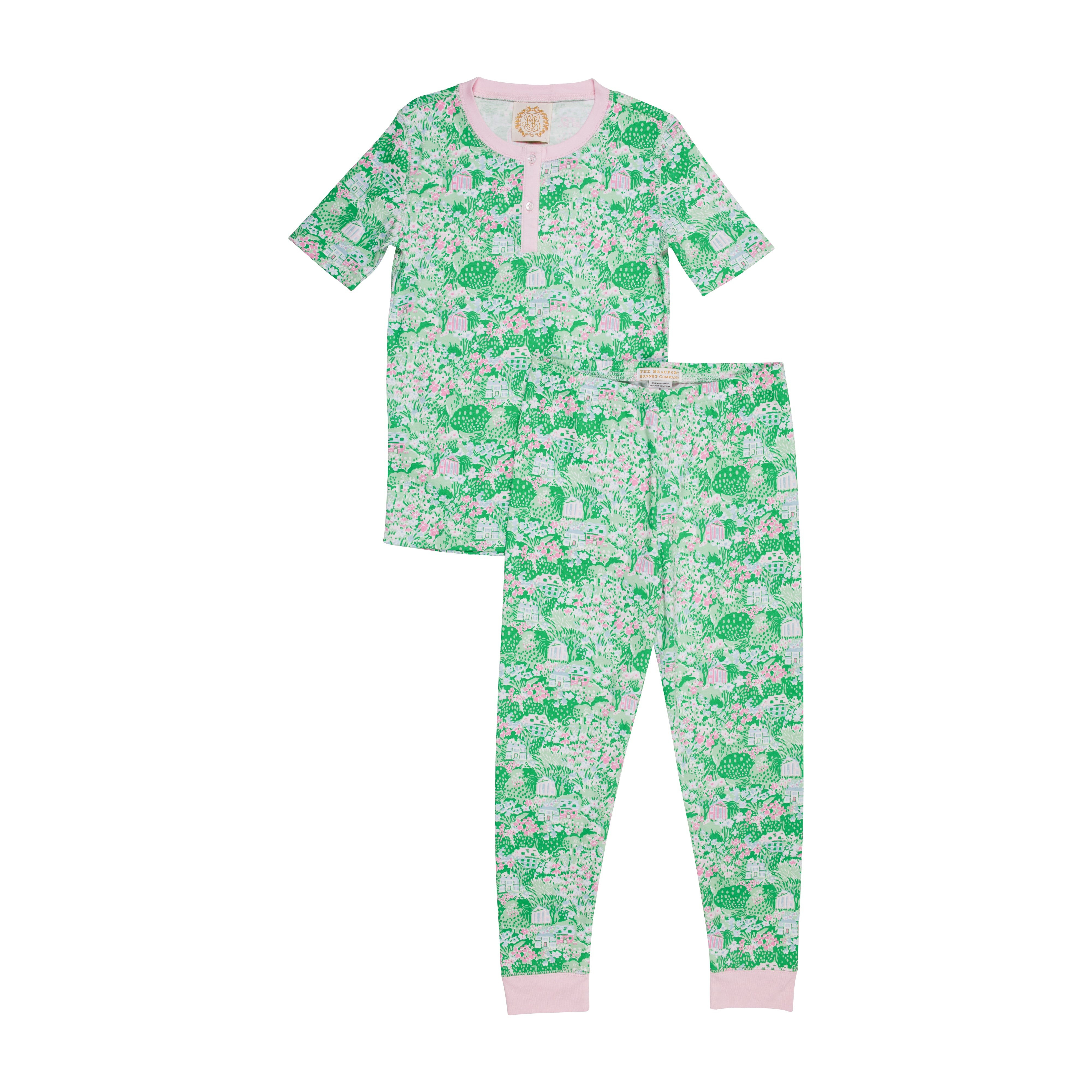 Sara Jane's Short Sleeve Set - Belmont Blooms with Palm Beach Pink | The Beaufort Bonnet Company