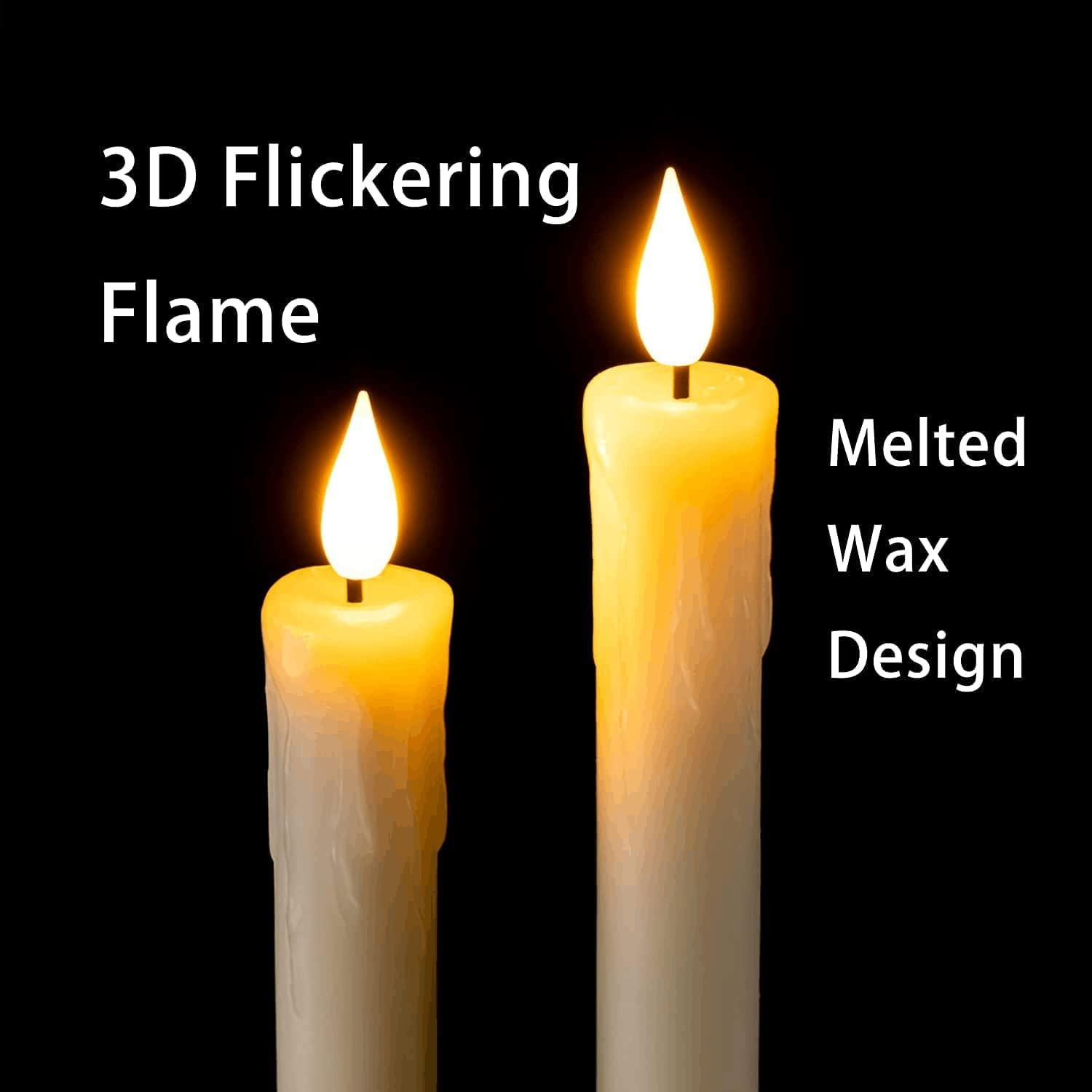 Homemory Real Wax LED Flameless Taper Candles with Remote Timer, 9.6 Inches Ivory Fake Candlestic... | Amazon (US)
