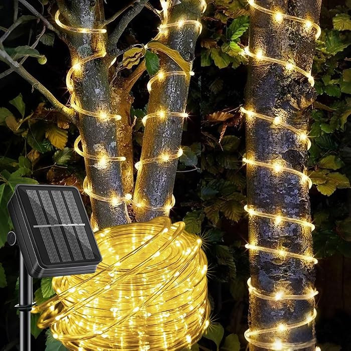 Solar Rope Lights Outdoor Waterproof, 39FT 100 LED Solar Powered Rope Light with 8 Modes, Flexibl... | Amazon (US)