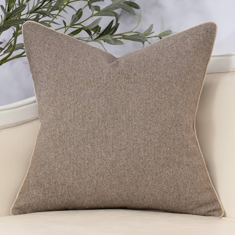 Neutral Floral Pillow Cover 20 x 20 Inches, Vintage Chenille Square Throw Pillow Cover Soft Decor... | Amazon (US)