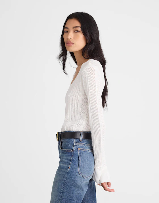 The Signature Knit Lace-Stitch Sweater | Madewell