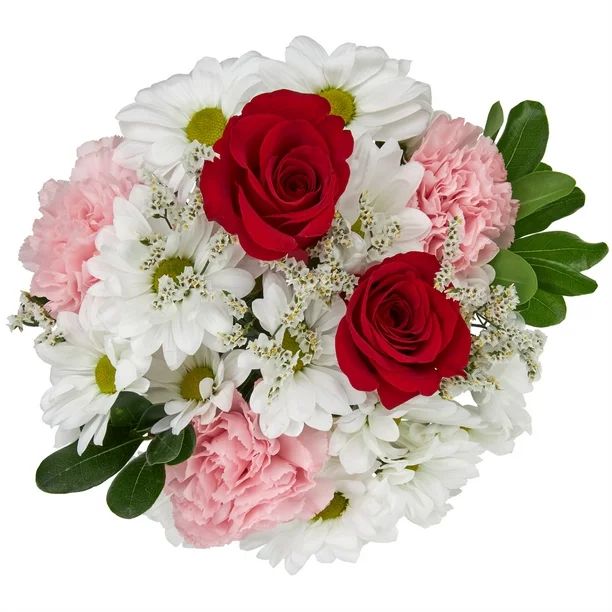 Fresh-Cut Mixed Mother's Day Flower Bouquet in Glass Vase, Minimum 11 Stems, Colors Vary | Walmart (US)