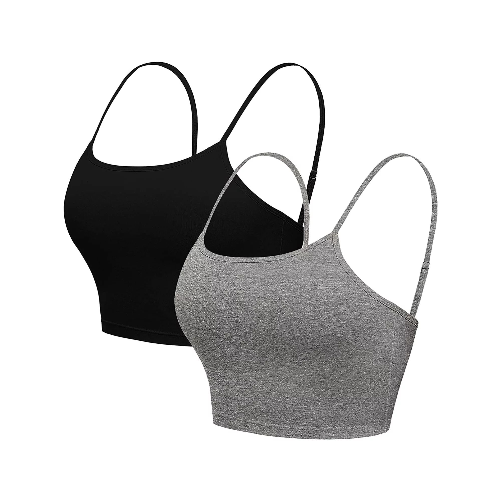 Asoul 2 Packs Camisole for Women Cotton Adjustable Strap Crop Undershirts With Shelf Bra Tank Top... | Walmart (US)
