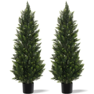 Artificial Cedar Topiary Trees 4ft Tall Beautiful Realistic Faux Cedar Pines Faux Evergreen Plant... | Target