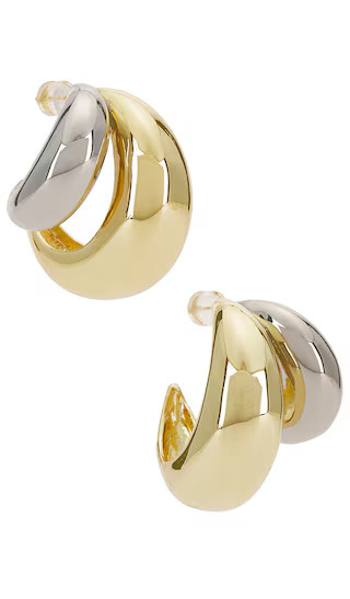 Double Tsuki Two Toned Hoop in Gold & Silver | Revolve Clothing (Global)