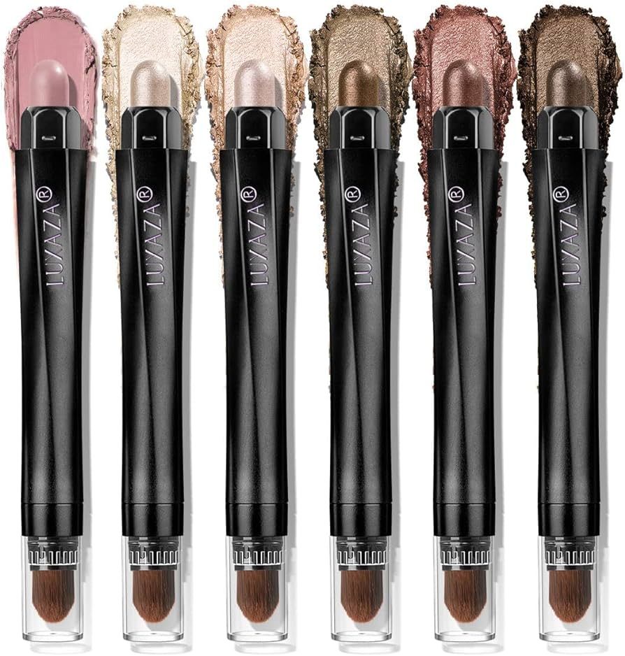 LUXAZA 6PCS Neutral Eyeshadow Stick Blush Pearl Pink Brown Makeup Set,Metallic And Matte Shimmer ... | Amazon (US)
