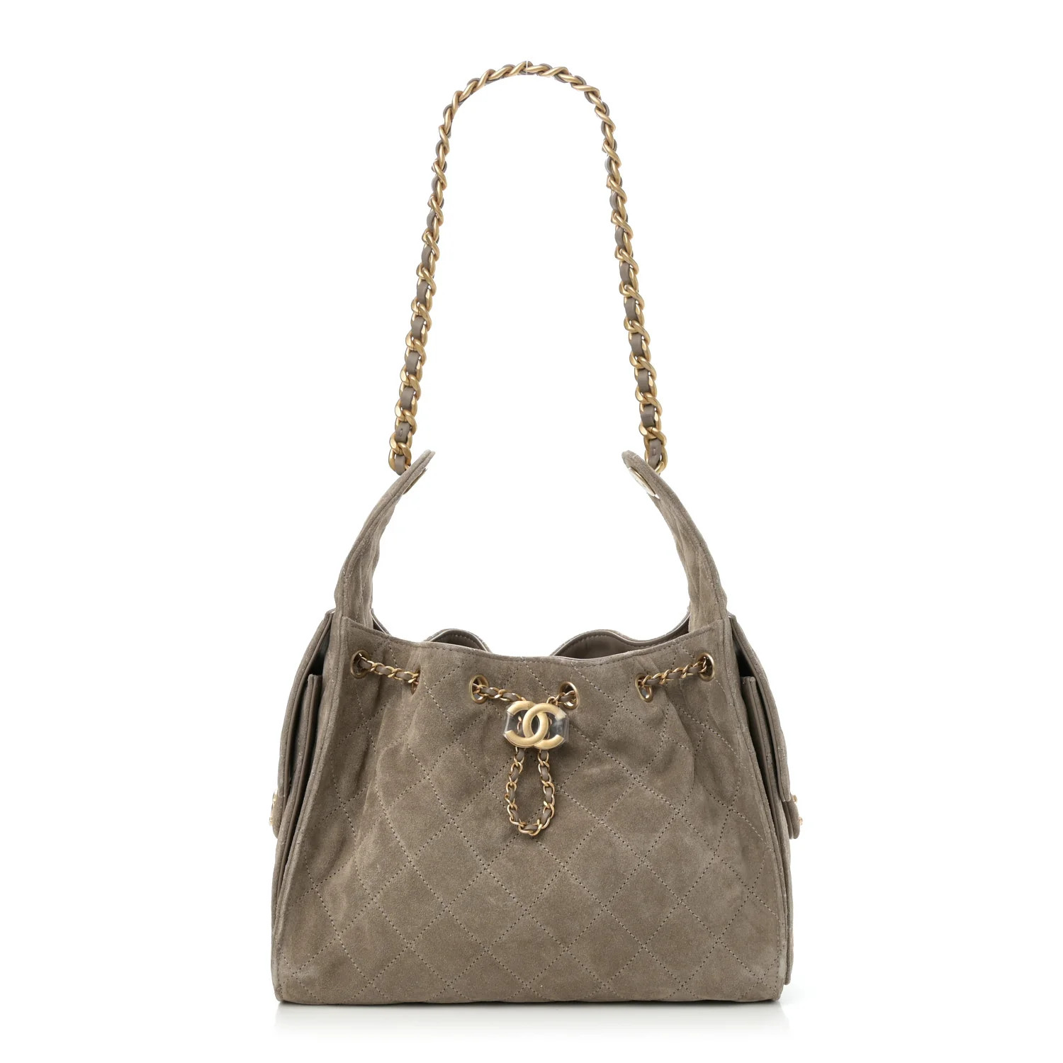 Suede Quilted Small Chanel 25 Handbag Dark Grey | FASHIONPHILE (US)