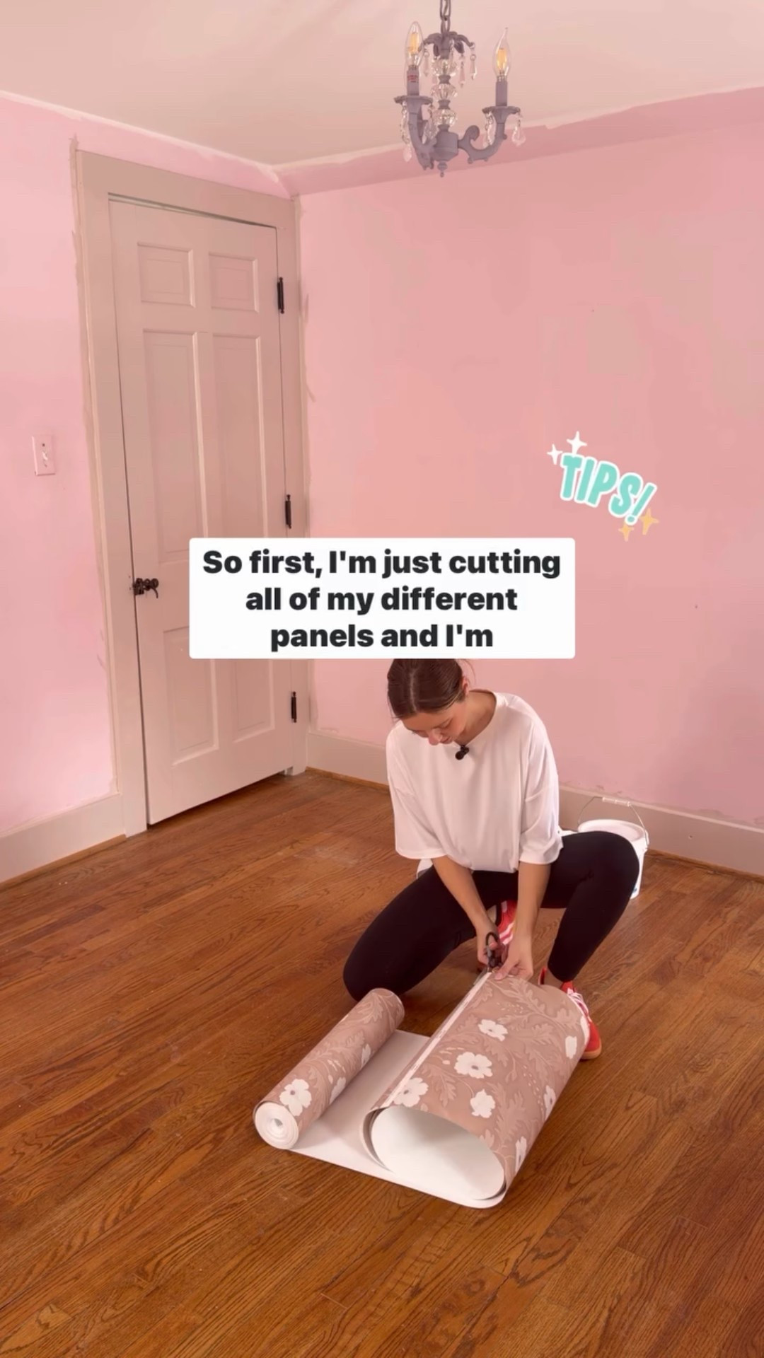 Cutting all my wallpaper panels ahead of time to make the installation process go smoother. Linked my outfit for you! 

#LTKdayinmylife #LTKootd