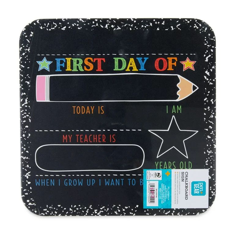 Pen+Gear First/Last Day Black Chalkboard Sign with Prompts - Walmart.com | Walmart (US)