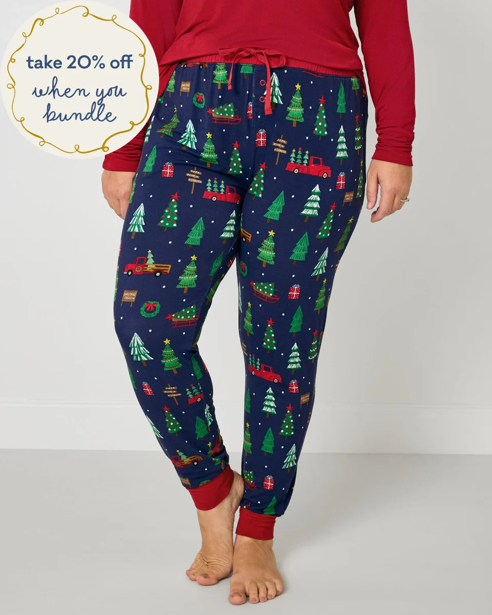 Navy Tree Traffic Women's Pajama Pants | Little Sleepies