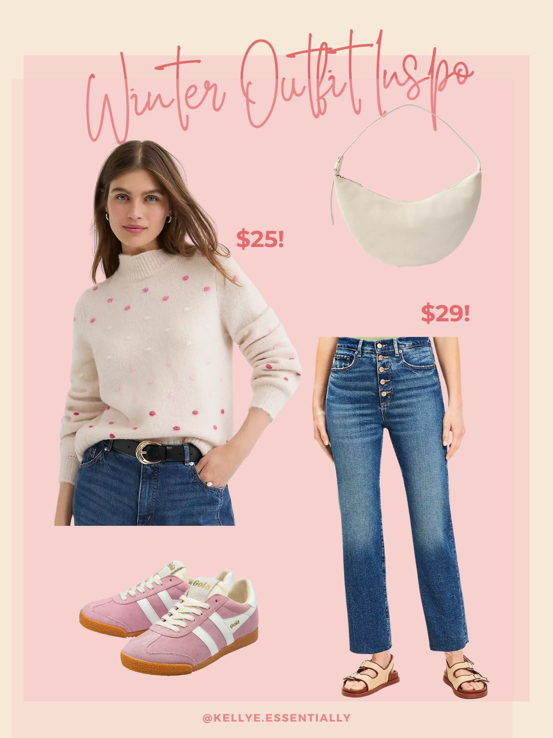 If you love soft, cozy winter outfits, this one’s so fun. The polka dot sweater paired with high-rise denim and pink sneakers just feels playful without trying too hard.

Such an easy combo for everyday errands, school drop-off, or casual weekends when you still want a little color. 

 #LTKootd #LTKSeasonal #LTKFindsUnder50