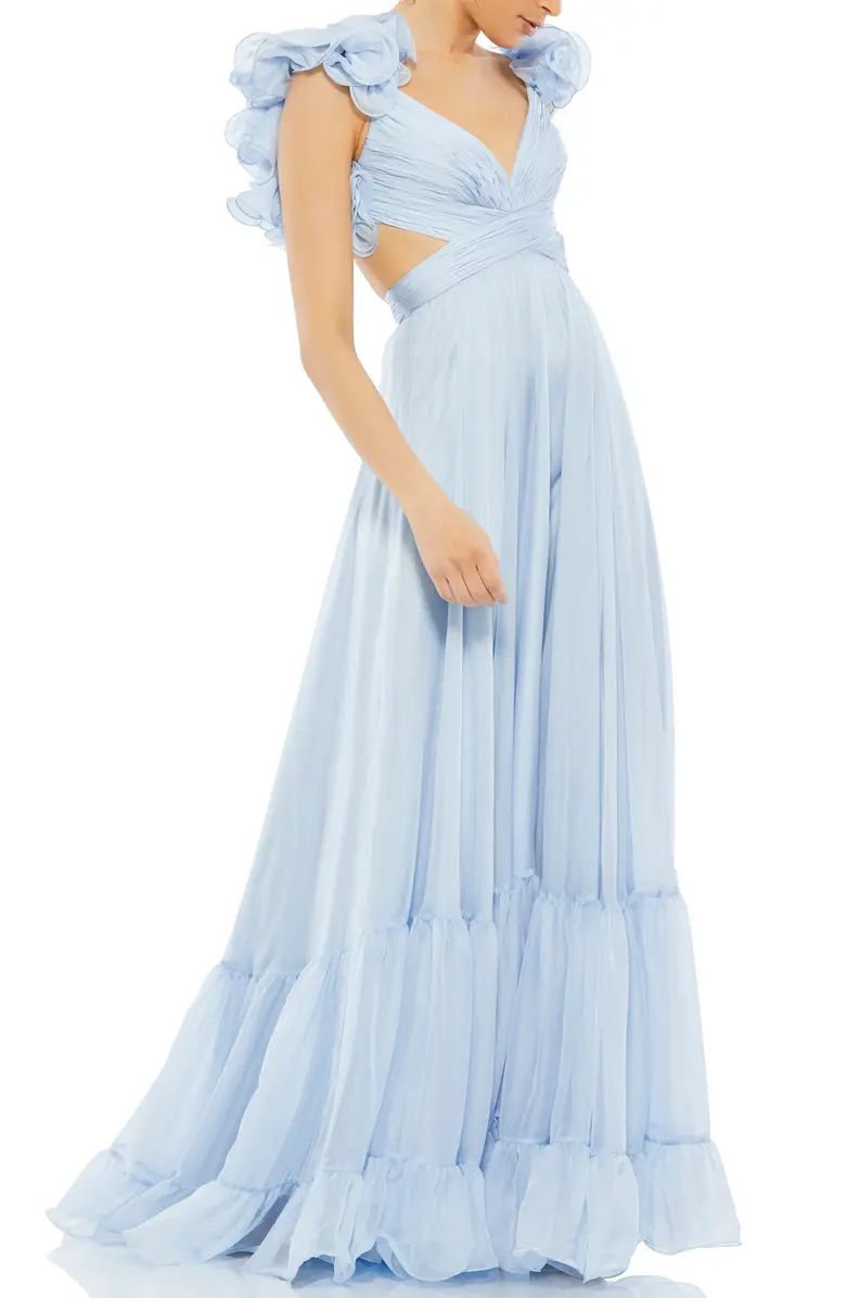 Rosette Chiffon Cutout Empire Waist Gown | Nordstrom