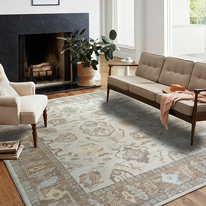 Boho Beige Modern Oushak Rug, Shades of Ivory Vintage Turkish Style Pastel Area Rugs, Oriental An... | Amazon (US)