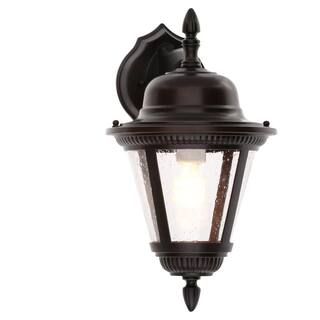 Progress Lighting Westport Collection 1-Light Antique Bronze Clear Seeded Glass Traditional Outdoor  | The Home Depot