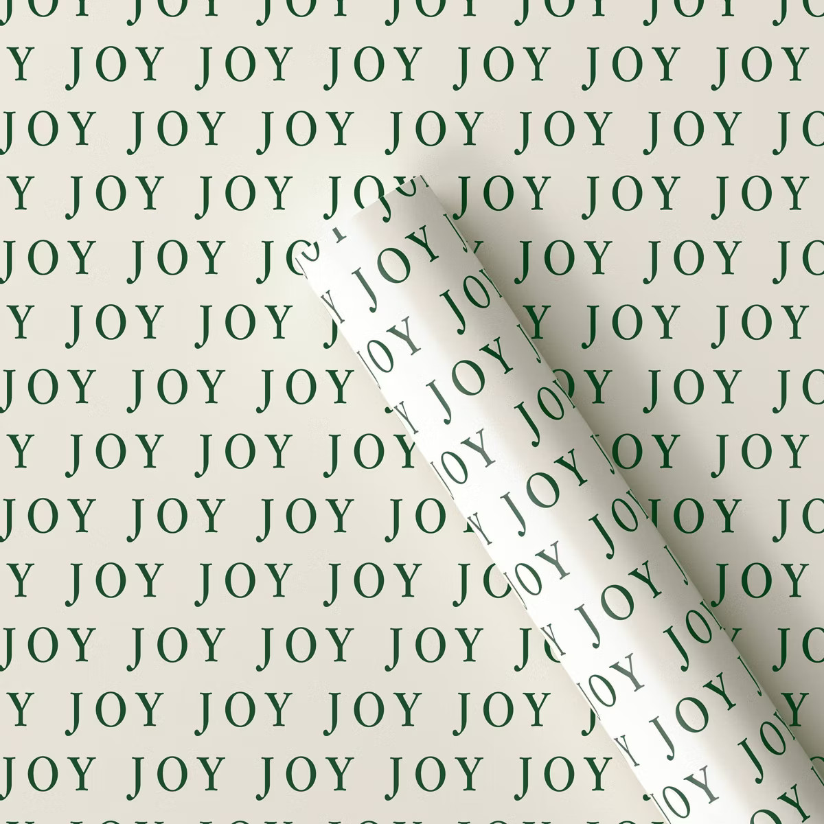 30" 25 sq ft Christmas Roll Wrap Green Joy on Cream - Wondershop™ | Target