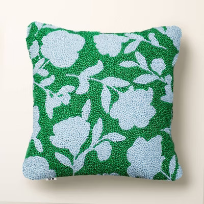 12"x12" Beaded Classic Rose Square Throw Pillow Green/Blue - kate spade new york x Target | Target