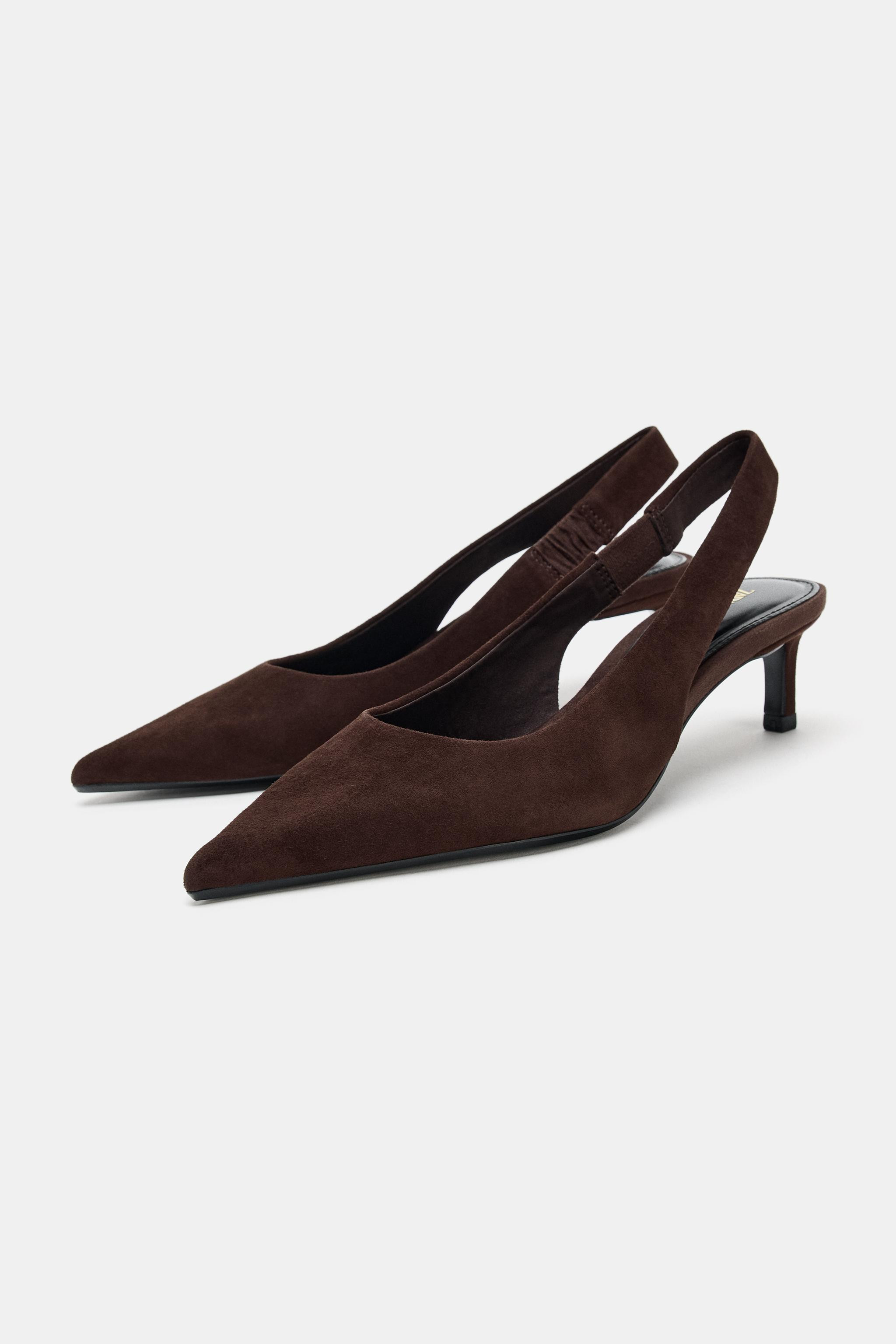 SUEDE KITTEN HEEL SLINGBACKS | Zara US
