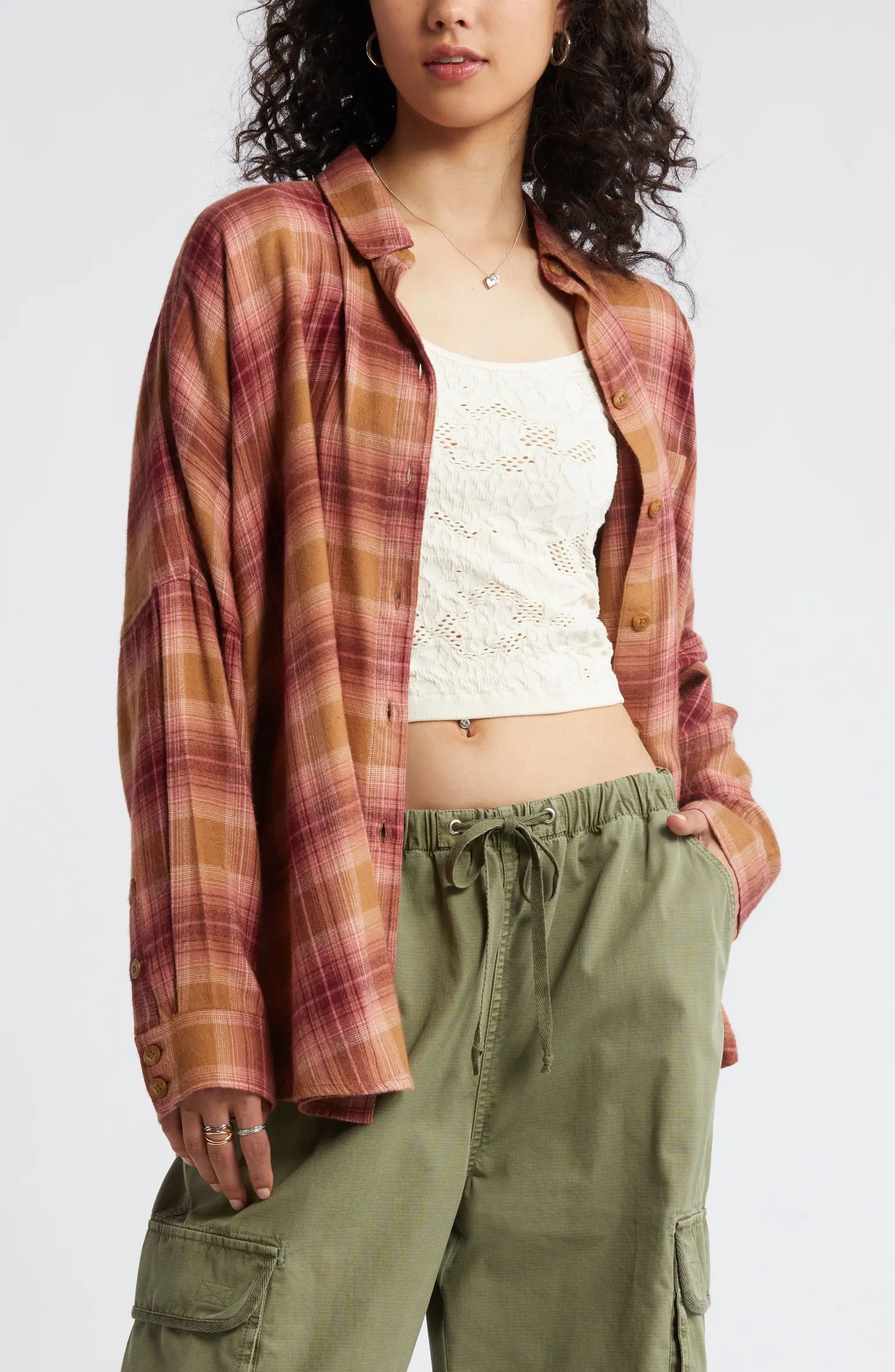 Plaid Oversize Flannel Button-Up Shirt | Nordstrom