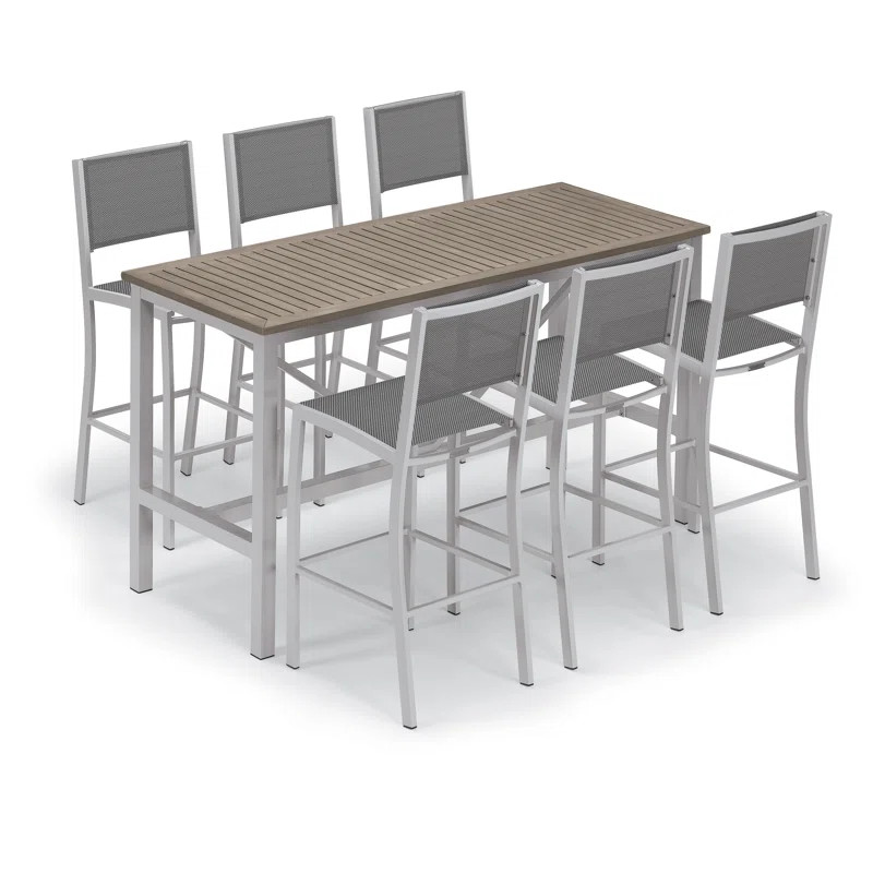 Travira 7-Piece Bar Table and Sling Bar Chair Rectangular Dining Set - 72"x30"ByOxford Garden5.0R... | Wayfair North America