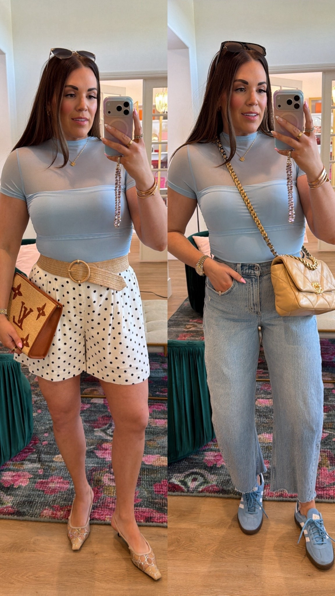 under $20 sheet blue bodysuit for spring styled two ways! in the size large and comes in tons of colors 

#LTKSeasonal #LTKMidsize