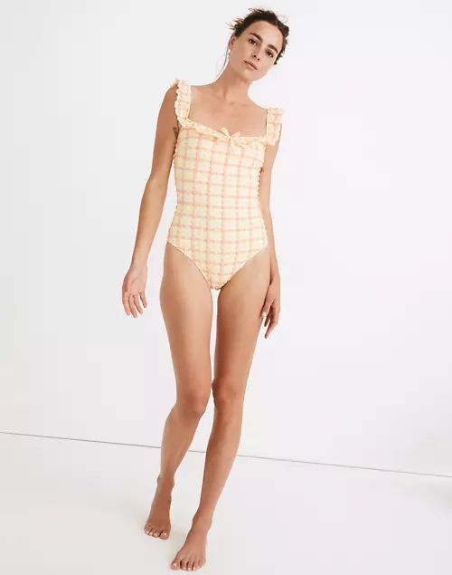 Madewell x Solid & Striped® Amelia One-Piece Swimsuit in Seersucker Gingham | Madewell