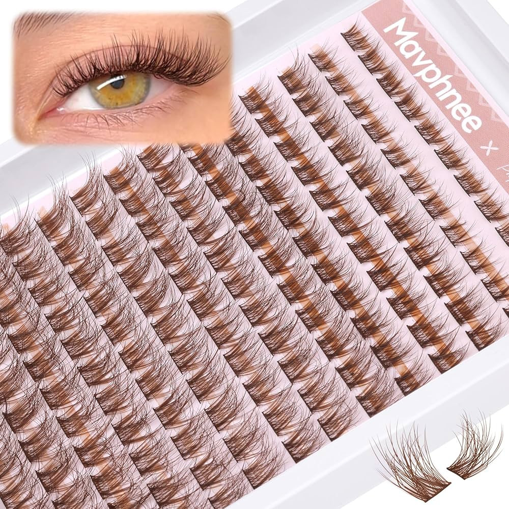 Brown Lash Clusters Natural Lash Extensions Wispy Eyelash Clusters 154 Pcs C-Curly Lashes Cluster... | Amazon (US)