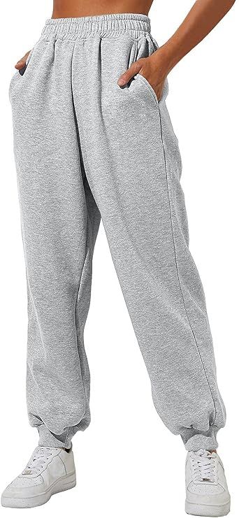 Yovela Womens High Waisted Baggy Sweatpants Comfy Cotton High Waist Jogger Pants Y2k Trendy Loung... | Amazon (US)