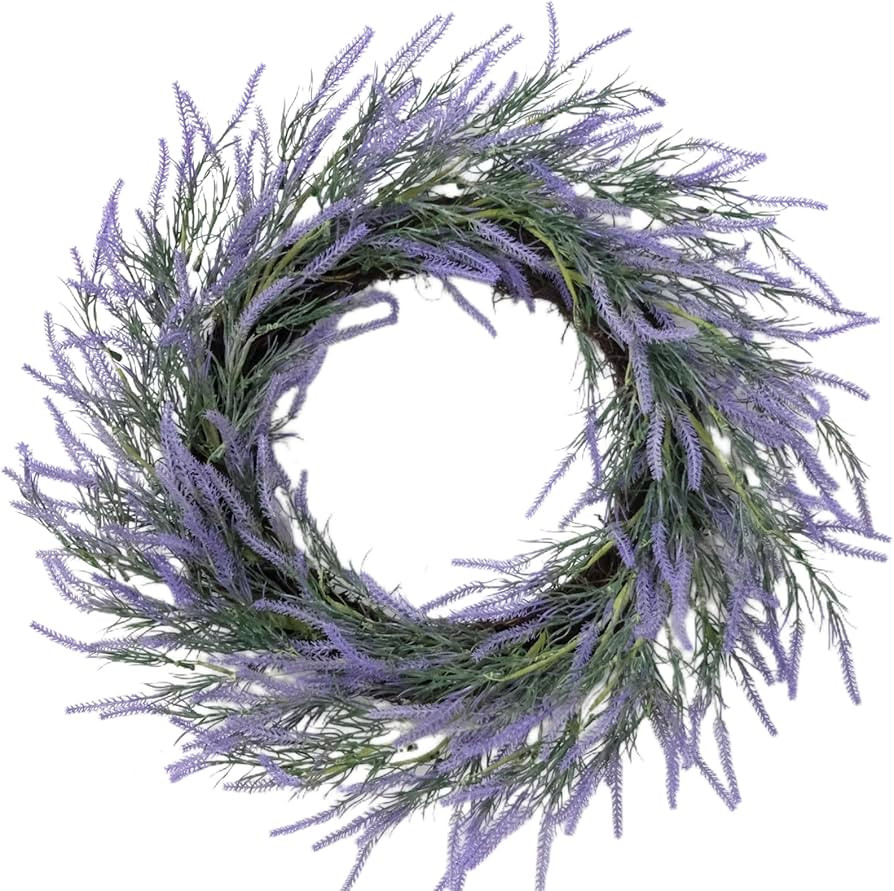 22" Soft Touch Lavender Wreath for Front Door - Spring Summer Purple Flower Wreath for Indoor Out... | Amazon (US)