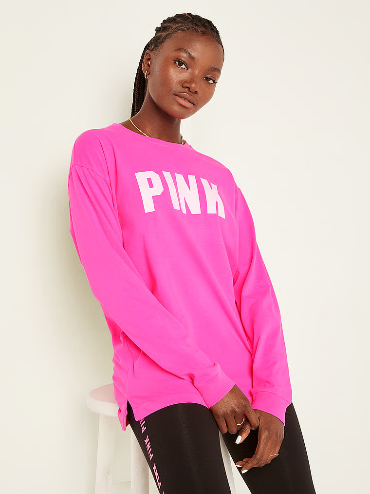Cotton Long Sleeve Campus T-Shirt | Victoria's Secret (US / CA )