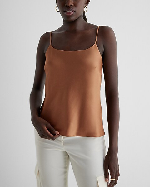Satin Scoop Neck Downtown Cami | Express