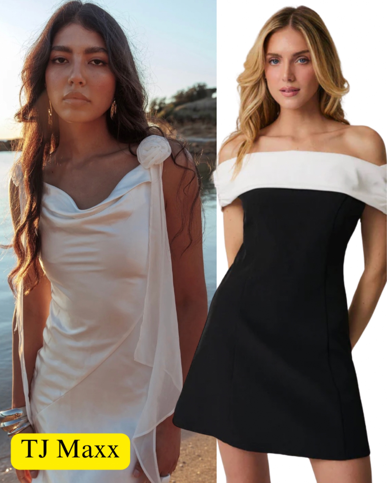 TJ Maxx, designer dresses on sale, white maxi dress, black, and white midi dress, wedding guest, brides, engagement, pictures, spring, summer.￼

#LTKWedding #LTKSaleAlert