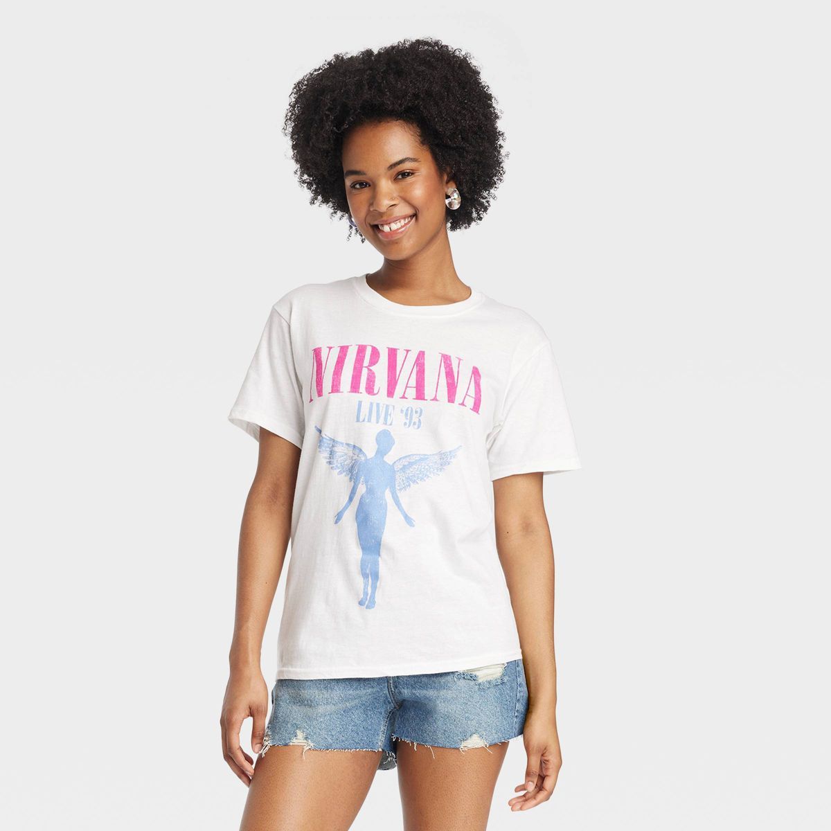 Women's Nirvana In Utero Short Sleeve Graphic T-Shirt - White L | Target