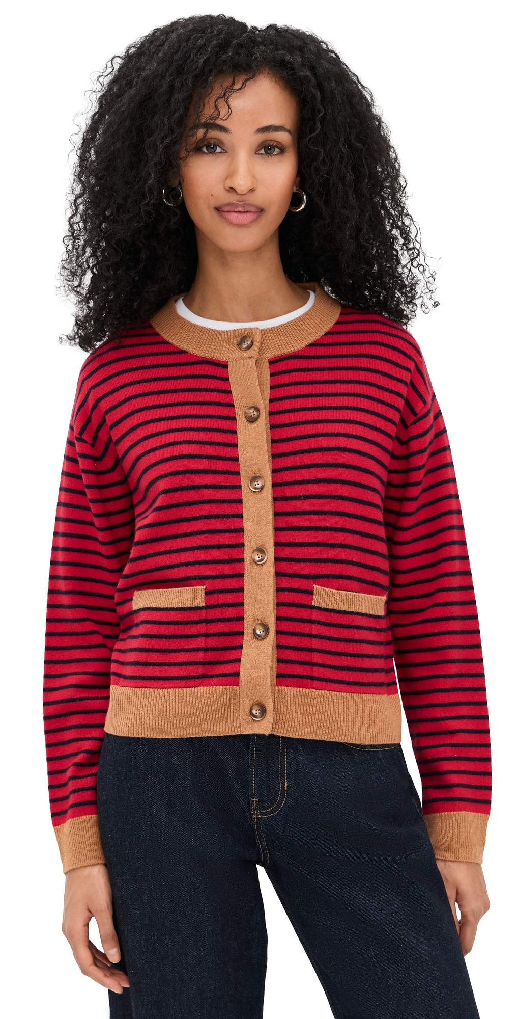 XIRENA Lillian Cardigan Red Stripe XS | Shopbop
