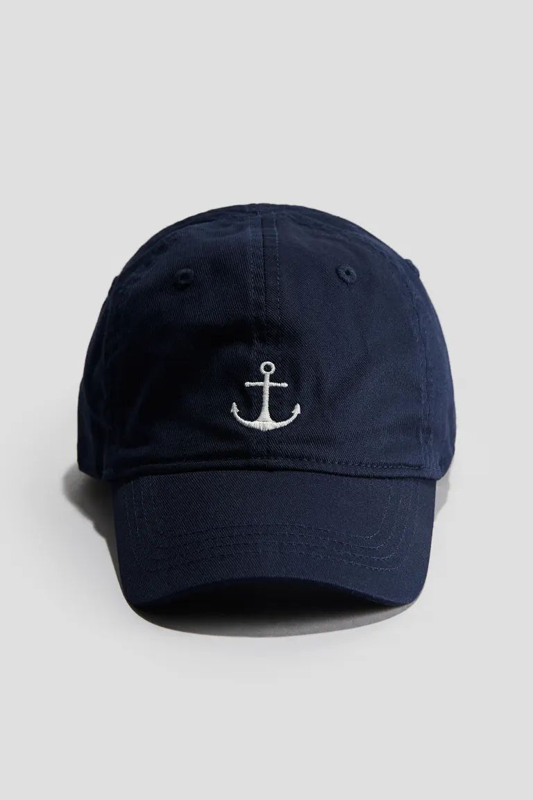Embroidered-motif Cotton Cap - Navy blue/anchor - Kids | H&M US | H&M (US + CA)