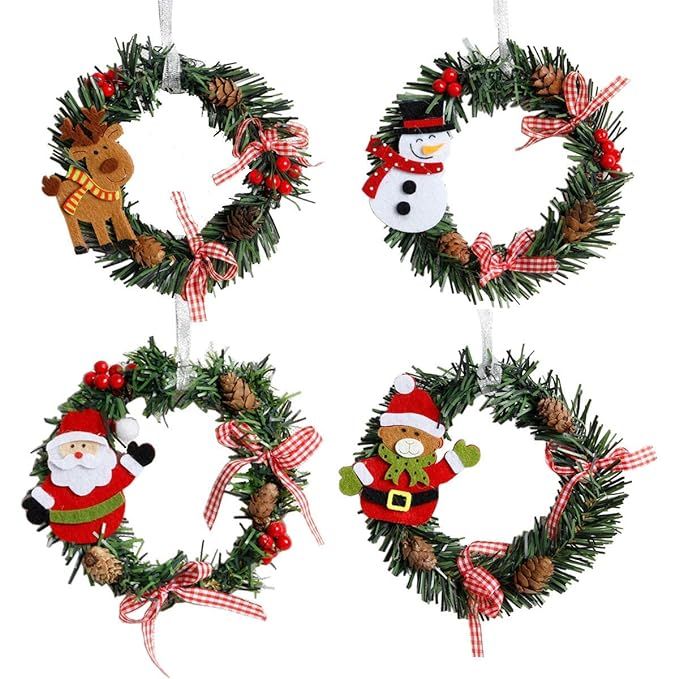 Jashem Mini Christmas Wreaths Artificial Small Pine Cones Wreath for Door Window X-mas Holiday Ho... | Amazon (US)
