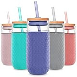 Ello Devon Glass Tumbler with Protective No Sweat Silicone Sleeve and Splash Proof Wooden Detail ... | Amazon (US)