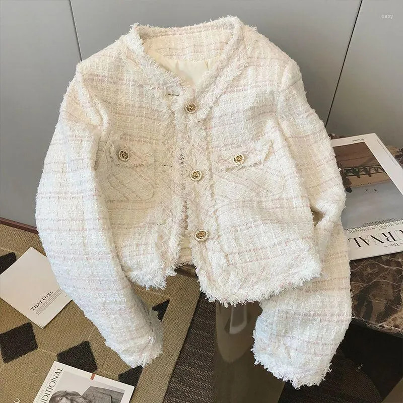 Women's Jackets 2023 Spring Vintage Loose Tweed Jacket For Women Elegant O Neck Long Sleeve Luxur... | DHGate