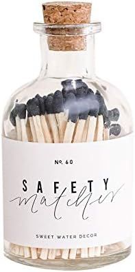 Sweet Water Decor Small Safety Matches in Apothecary Glass Bottle | Chic and Rustic Jar of 60 Dec... | Amazon (US)