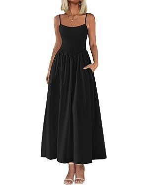 PRETTYGARDEN Women's Smocked Maxi Dresses 2025 Summer Beach Sundress Casual Spaghetti Strap Swing... | Amazon (US)