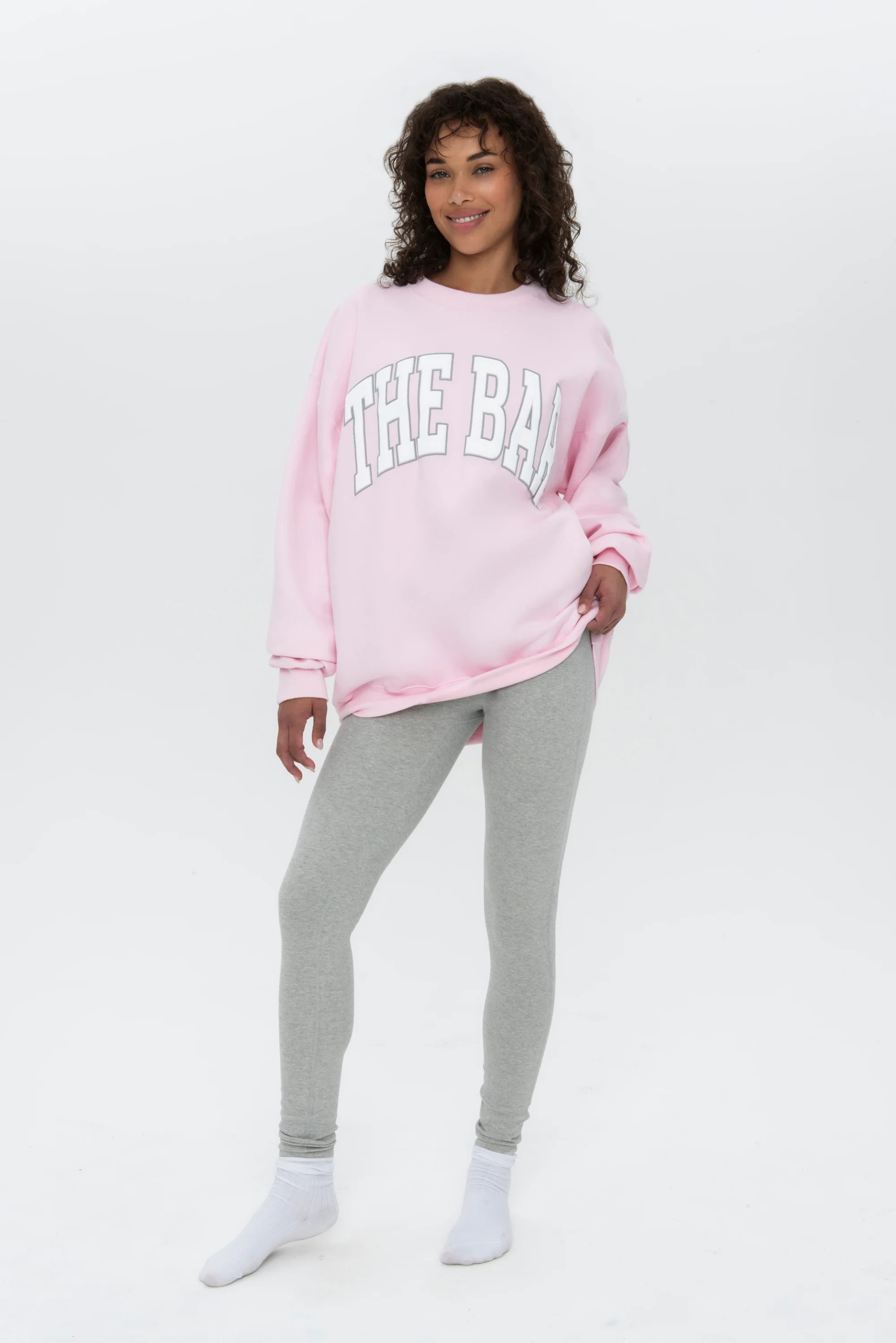 VARSITY OUTLINE SWEATSHIRT BLUSH/GREY | The Bar