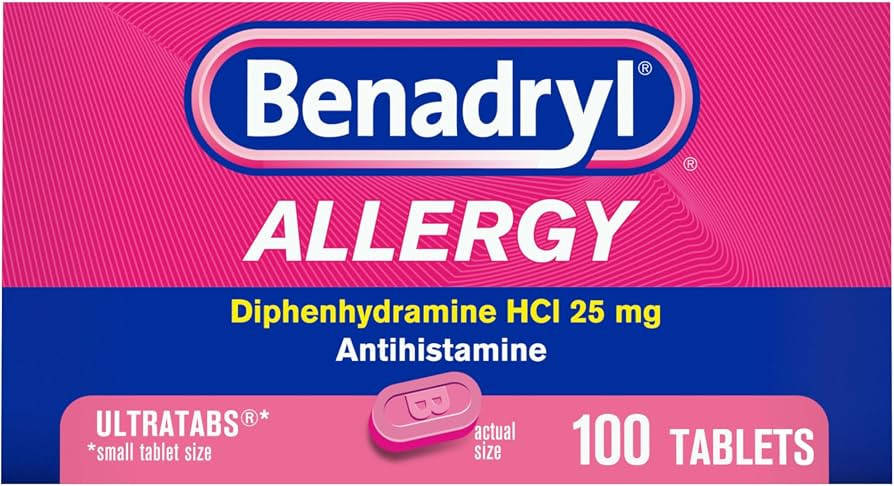 Benadryl Ultratabs Antihistamine Allergy Relief Medicine, Diphenhydramine HCl Tablets for Relief ... | Amazon (US)