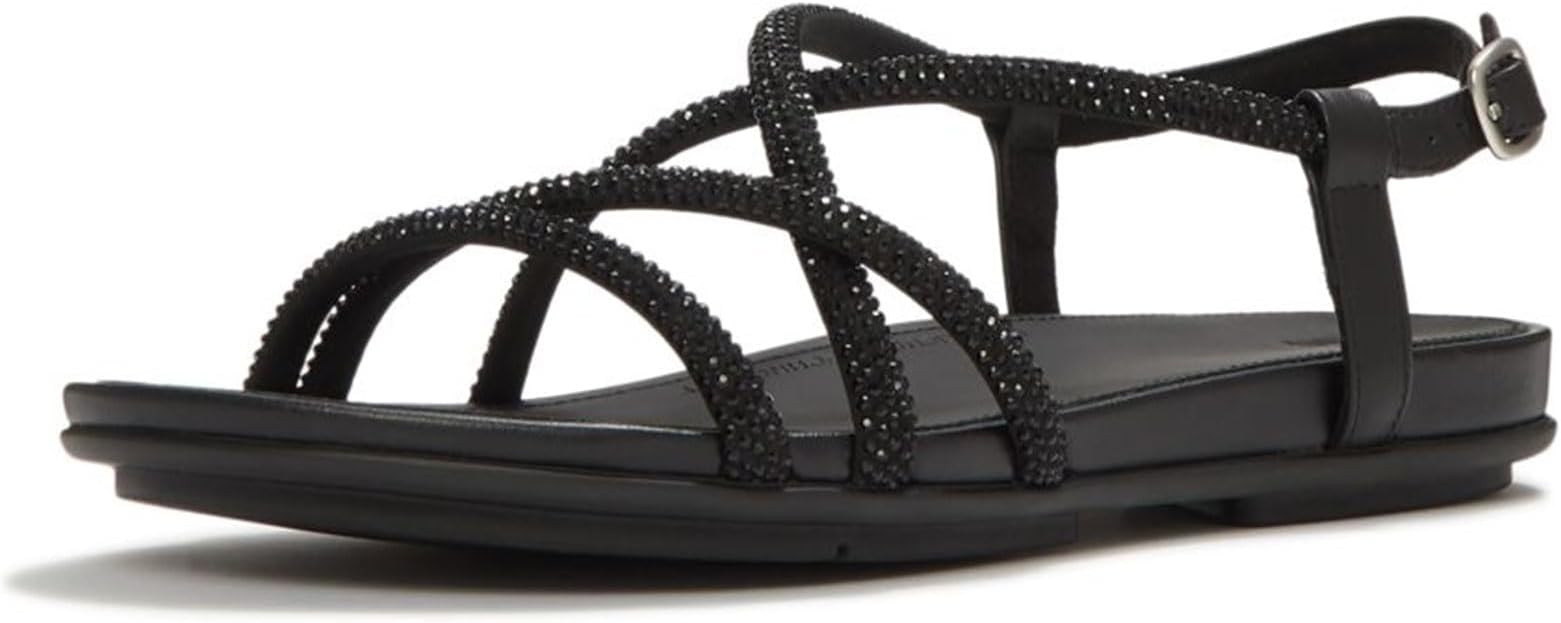 FitFlop Gracie Crystal Strappy Back-Strap Sandals | Lightweight Leather Strappy Flats w/ Dynamicu... | Amazon (US)