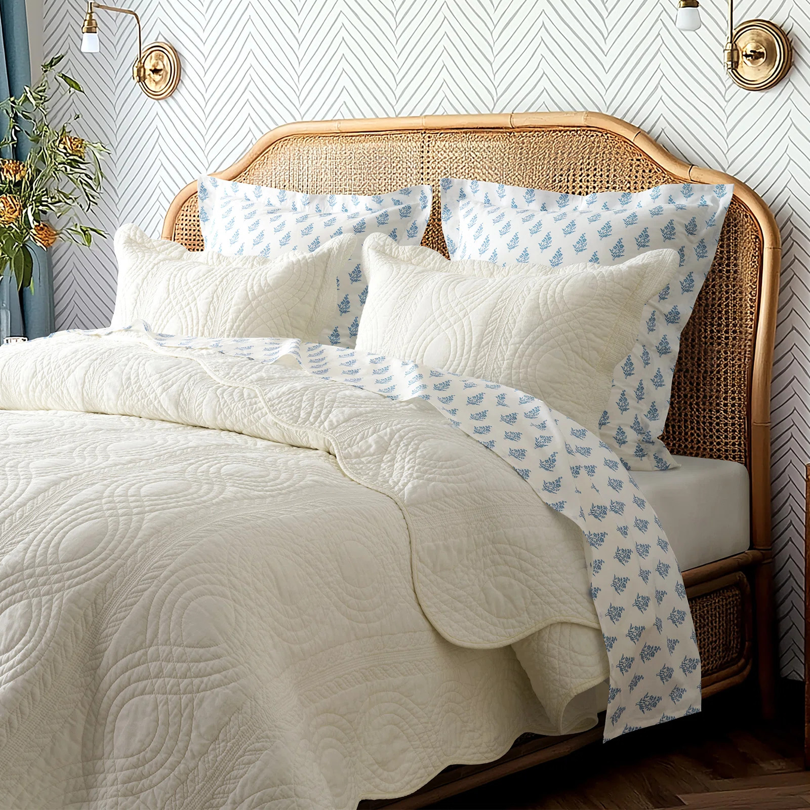 Scallop Edge 100% Cotton Quilt Set | Birch Lane