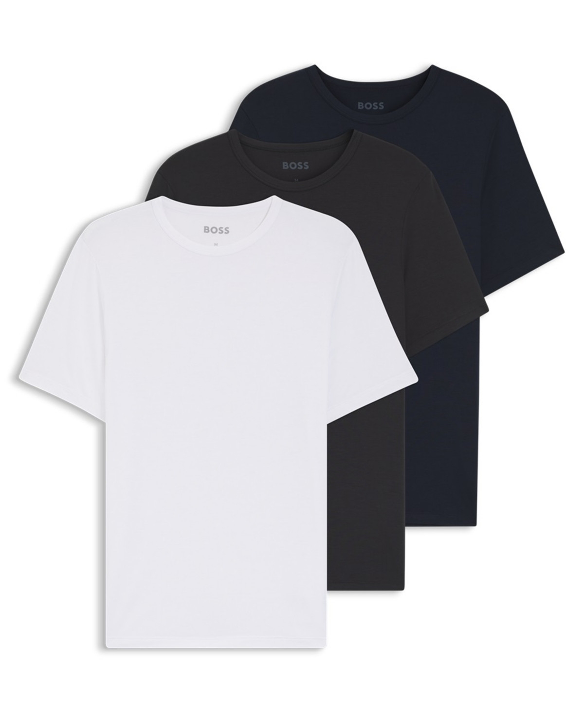 Hugo Boss Men's 3-Pack Short-Sleeve Crewneck T-Shirt - White/Navy/Gray | Macy's