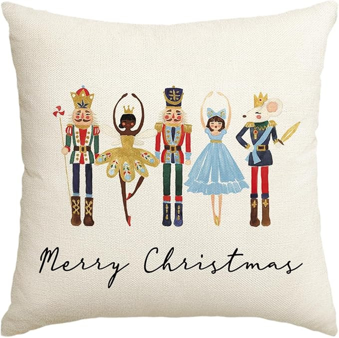 AVOIN colorlife Merry Christmas Nutcracker Throw Pillow Cover, 18 x 18 Inch Winter Holiday Party ... | Amazon (US)