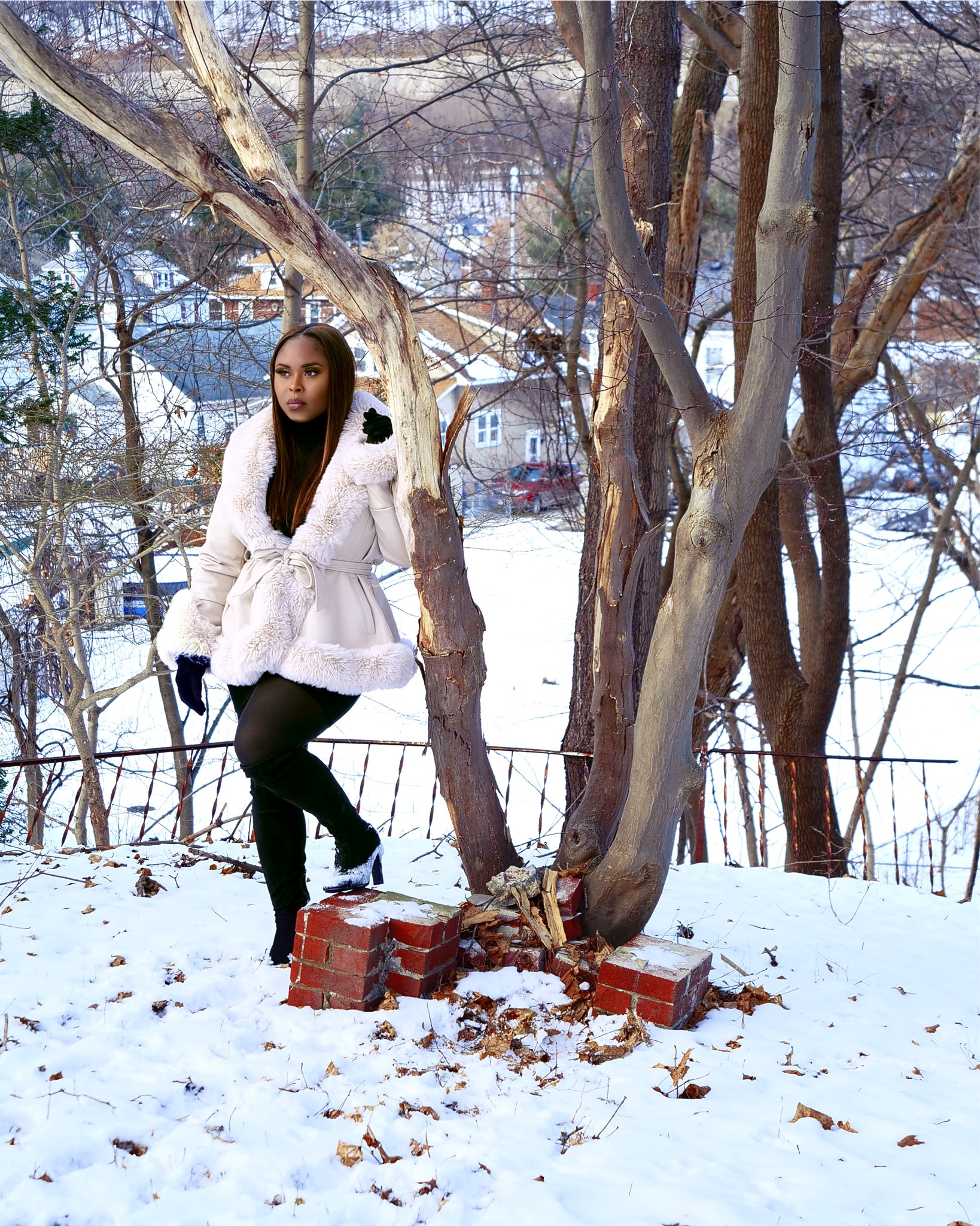 Cream and Black Winter Snow Outfit inspiration. Using the trendy peplum faux leather coat with faux fur lapels and cuffs. Mines is from Shein. Size XL/12

#LTKStyleTip #LTKU #LTKMidsize