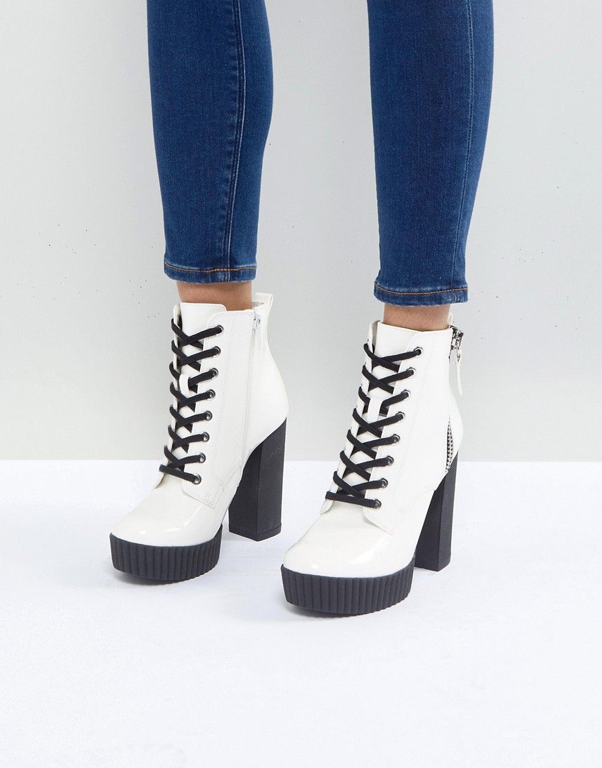 ALDO Geide Grunge Ankle Boot with Platform in White - White | ASOS US